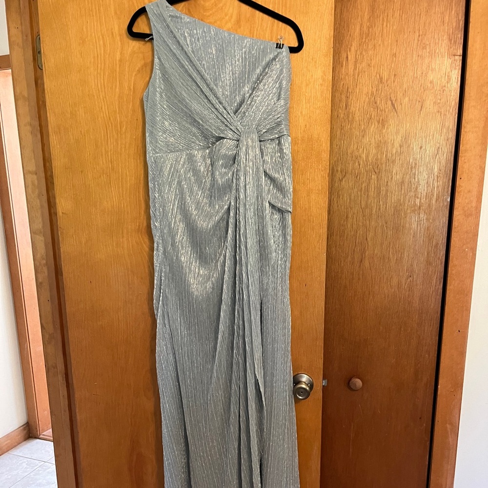Adrienne Pappel One Shoulder Light Blue Dress